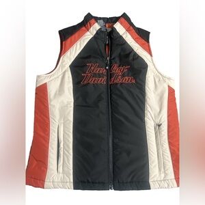 Harley-Davidson Black, Orange, and Cream Vest
